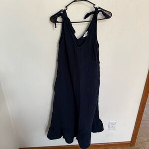 Time and Tru Navy Tie Shoulder Midi Dress